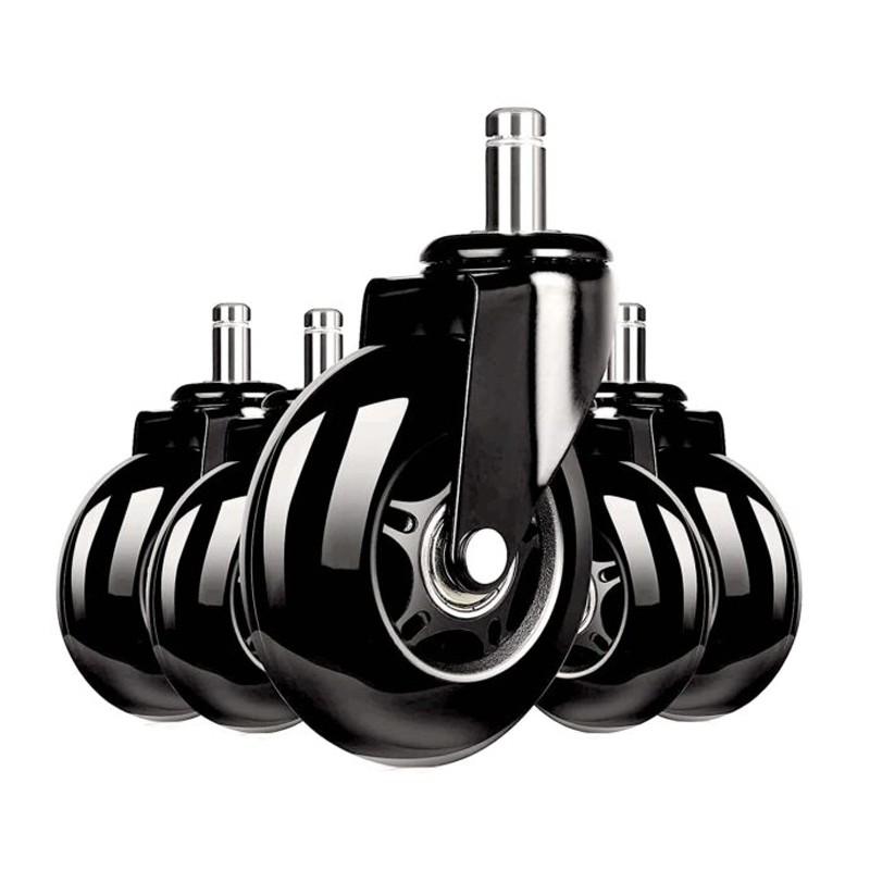 Set 5 roti universale din silicon, pentru scaune de birou/gaming, diametru 3 inch, negre - imagine 4